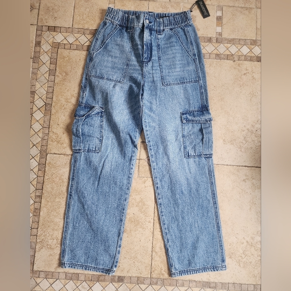 Blank NYC Light Blue Denim Cargo Pants